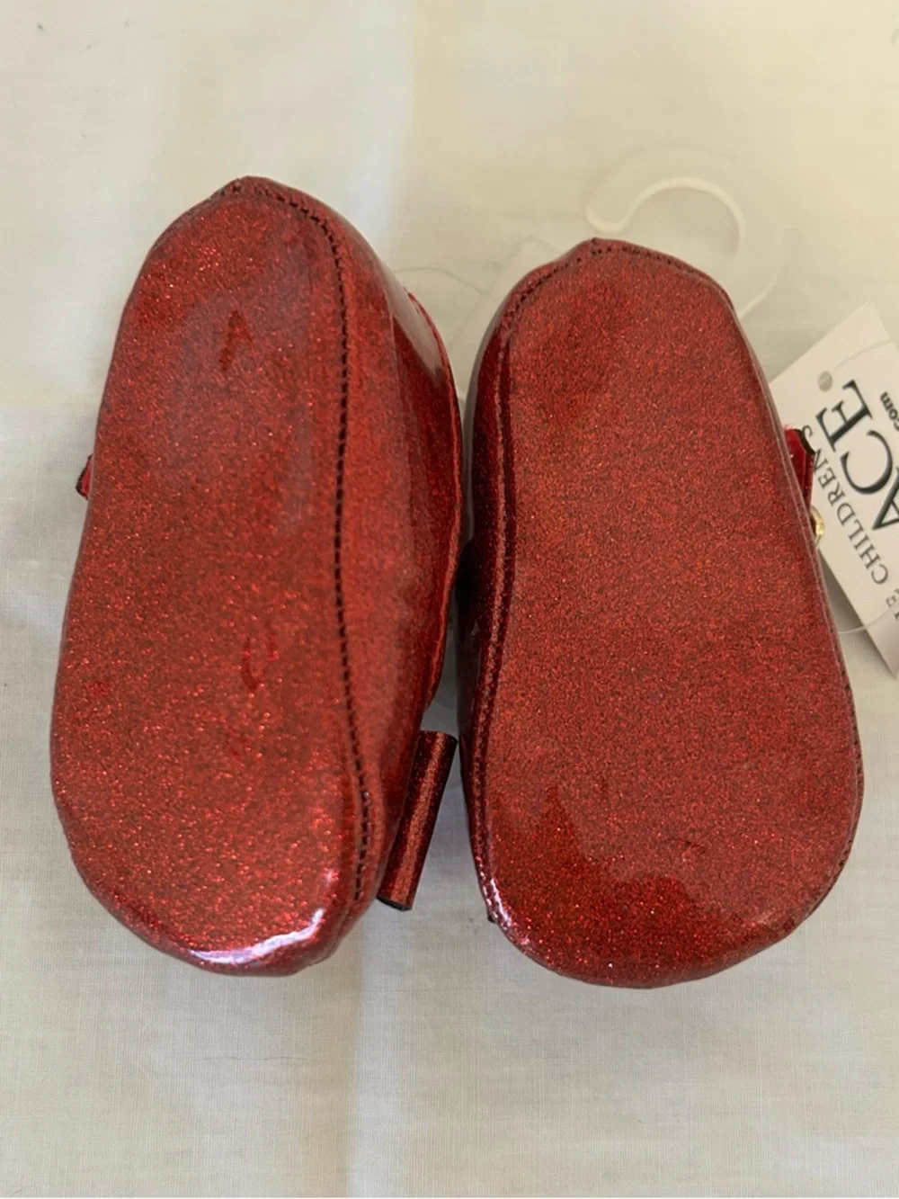 NWT  The Children's Place Red Sparkly Mary Jane With Bows Baby Shoes/0-3 Months